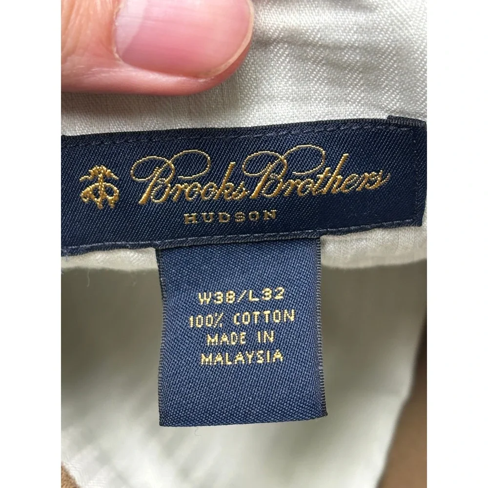Brooks Brothers Hudson Chinos Mens 38x29 Brown 100% Cotton‎ Flat Front Pants